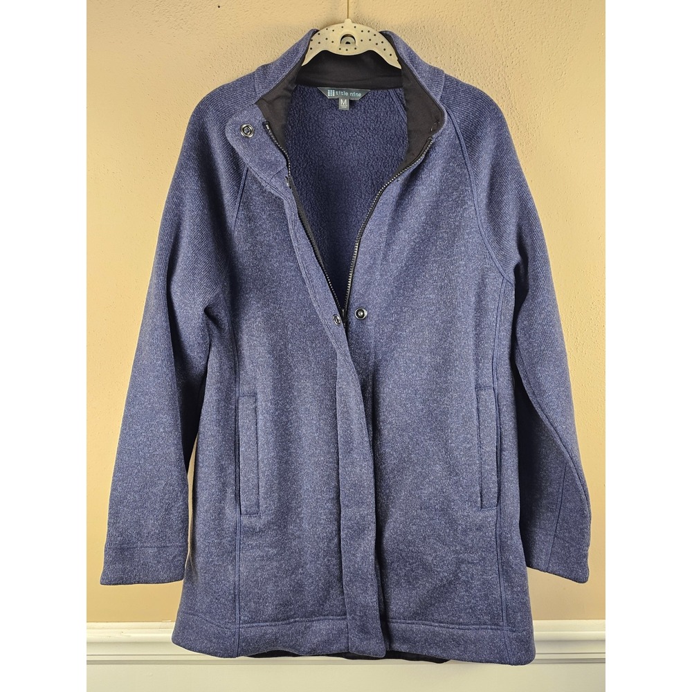 Title Nine Womens Navy Alchemy Full Zip Swacket Sweater Jacket Medium